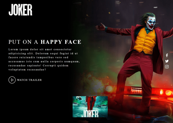 Joker Trailer Landing Page