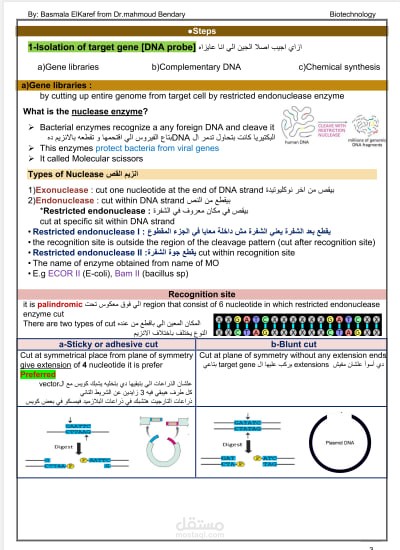 تفريغ و شرح محتوي علمي من محاضرة في مادة البيوتكنولوجي