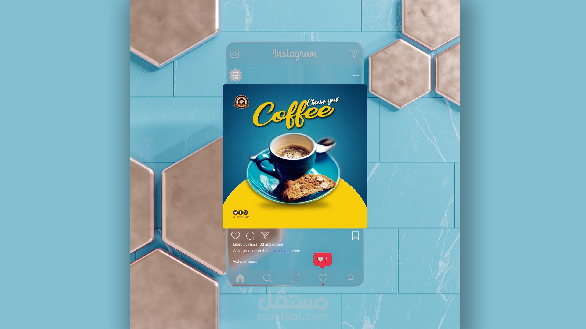 تصميم سوشيال ميديا راقيه- شركة Coffee  - برنامج الفوتشوب