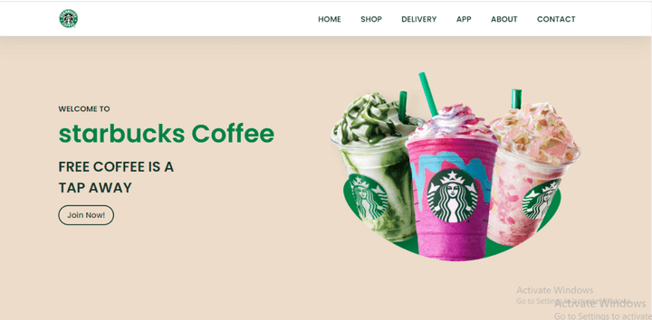 StarBucks Ecommerce website