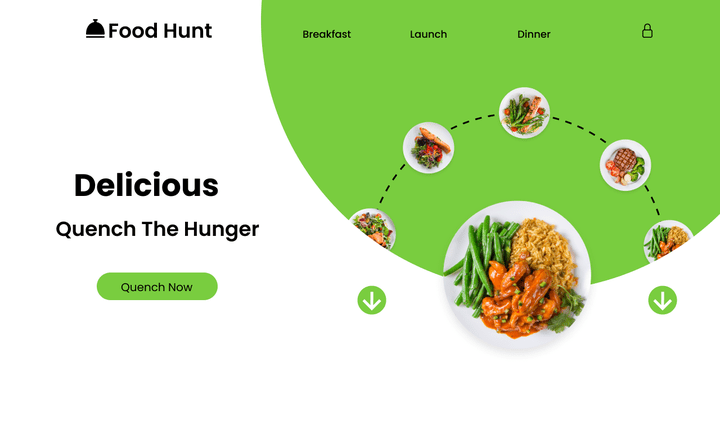 Food Hunt landing page Design