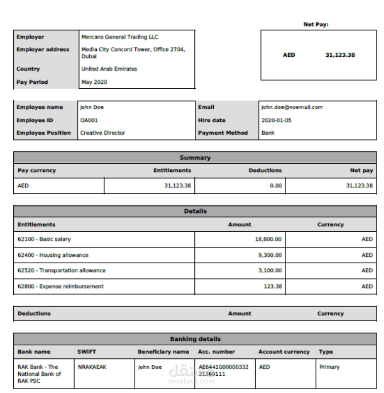 Payslip | مستقل