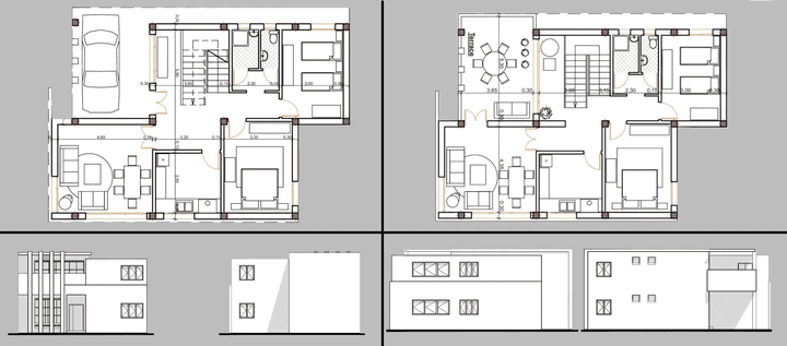 تصميم مخططات 2D (مساقط -واجهات ) لفيلات وشقق