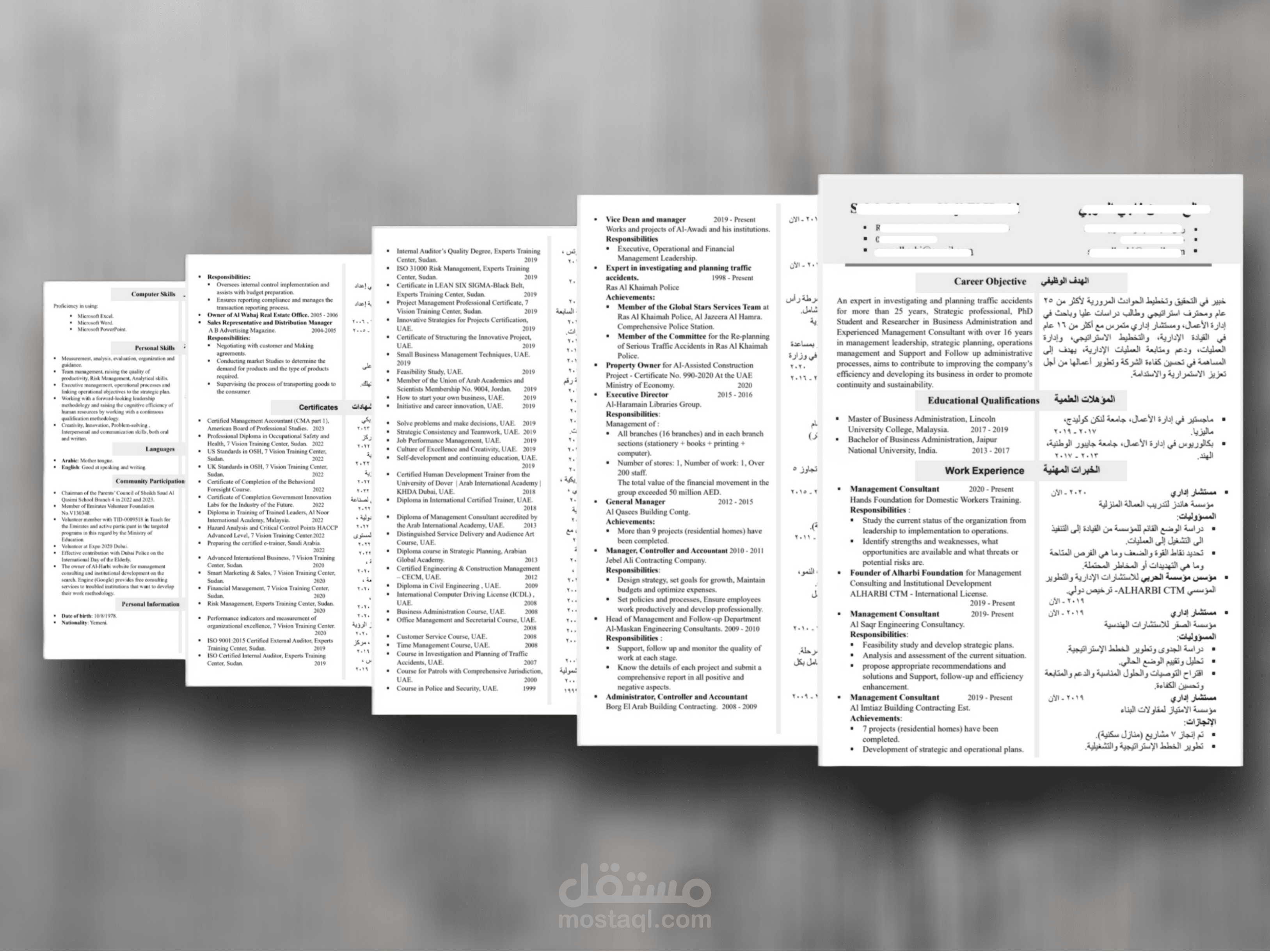 سيرة ذاتية احترافية مُدمجة باللغتين معاً العربية والإنجليزية