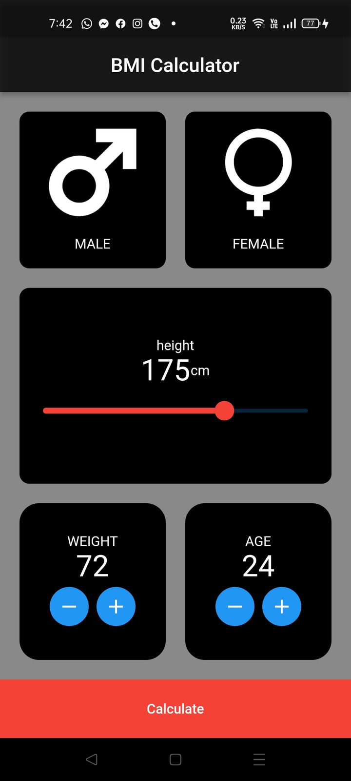 BMI App (حساب مؤشر كتلة الجسم)