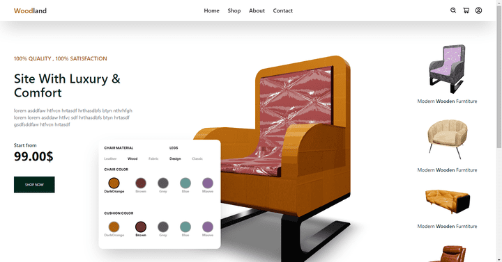 Chair product page 3d