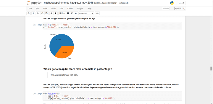 Analysis using python for a appointments project.