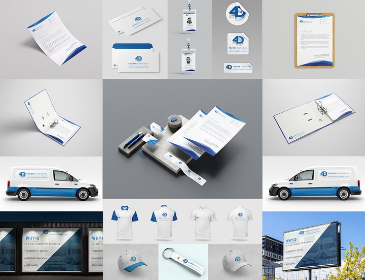 إعادة إنشاء العلامة التجارية،وإعادة إنشاء عناصر الهوية البصرية لشركة(Fourth Dimension)