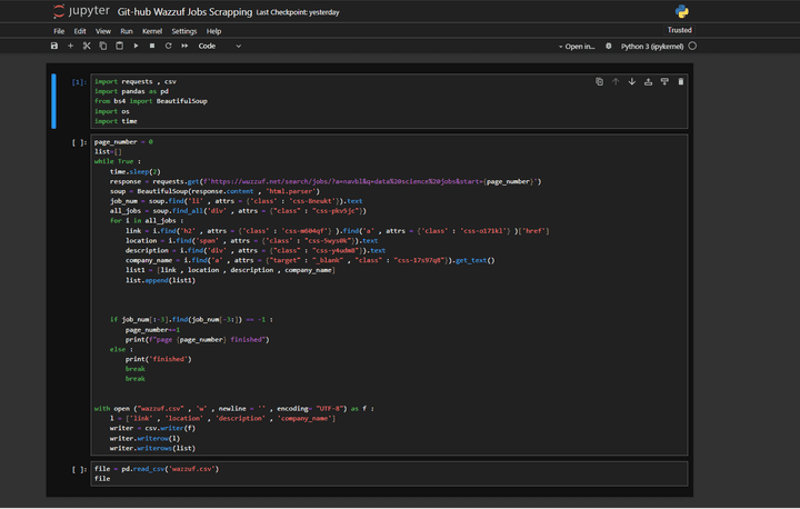 scraping data code