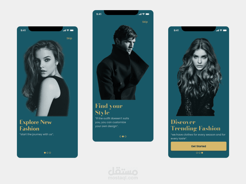 Fashion app Onboarding Screens