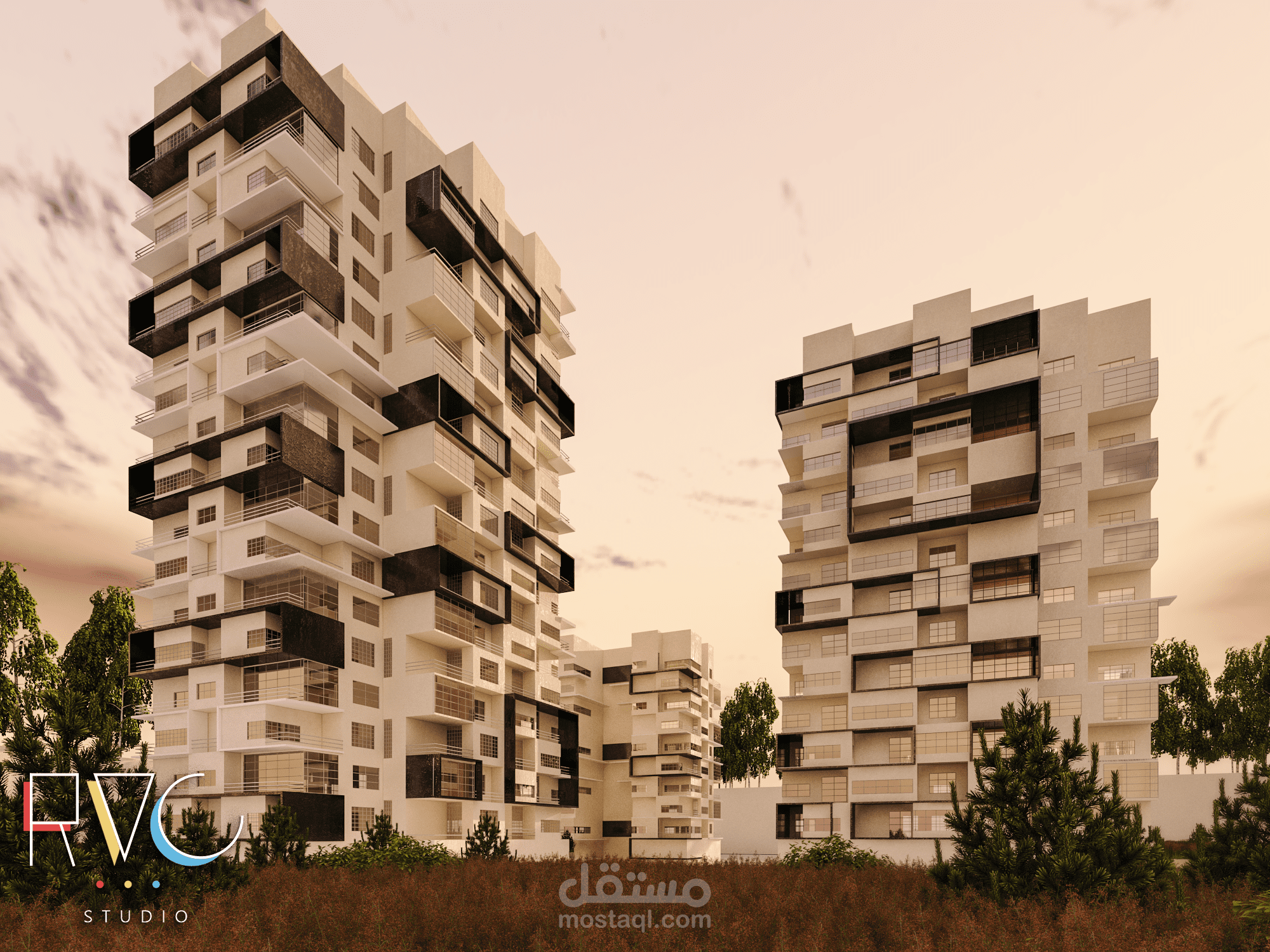 تصميم معماري لأبراج سكنية