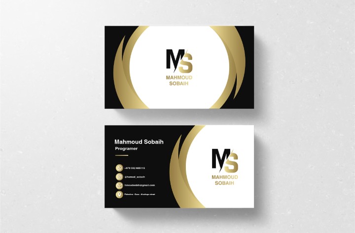 تصميم business card احترافي بوجهين لصالح المبرمج محمود صبيح.