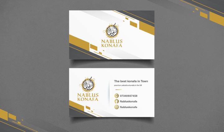 تصميم business card احترافي بوجهين لصالح كنافة نابلس.