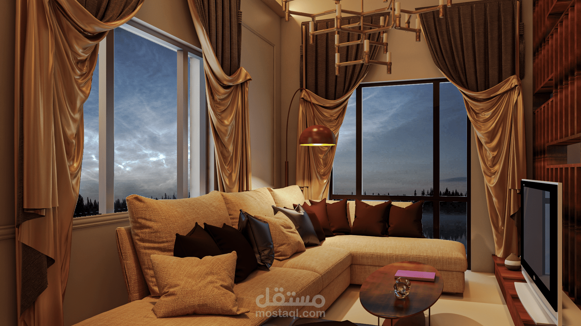 شقة بمساحة 150 تصميم داخلي بطراز new classic