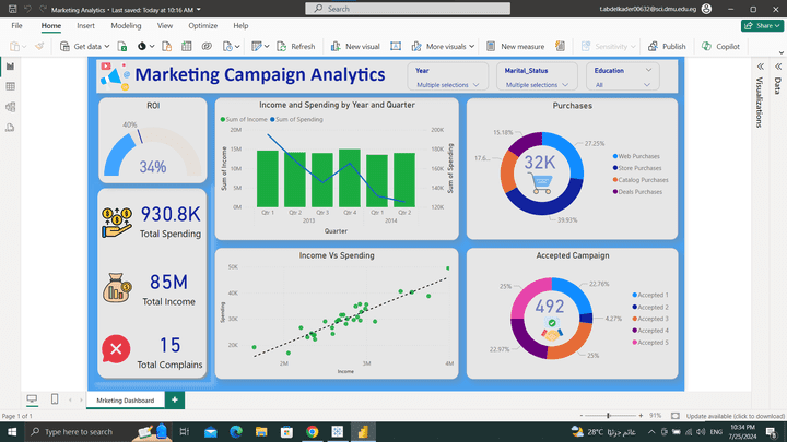 داشبورد باستخدام باور بي اي (Power BI Dashboard)