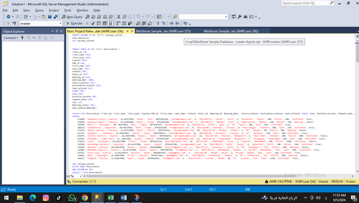 project railways management system in SQL