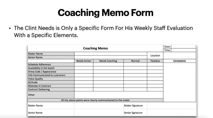 Coaching Memo Form