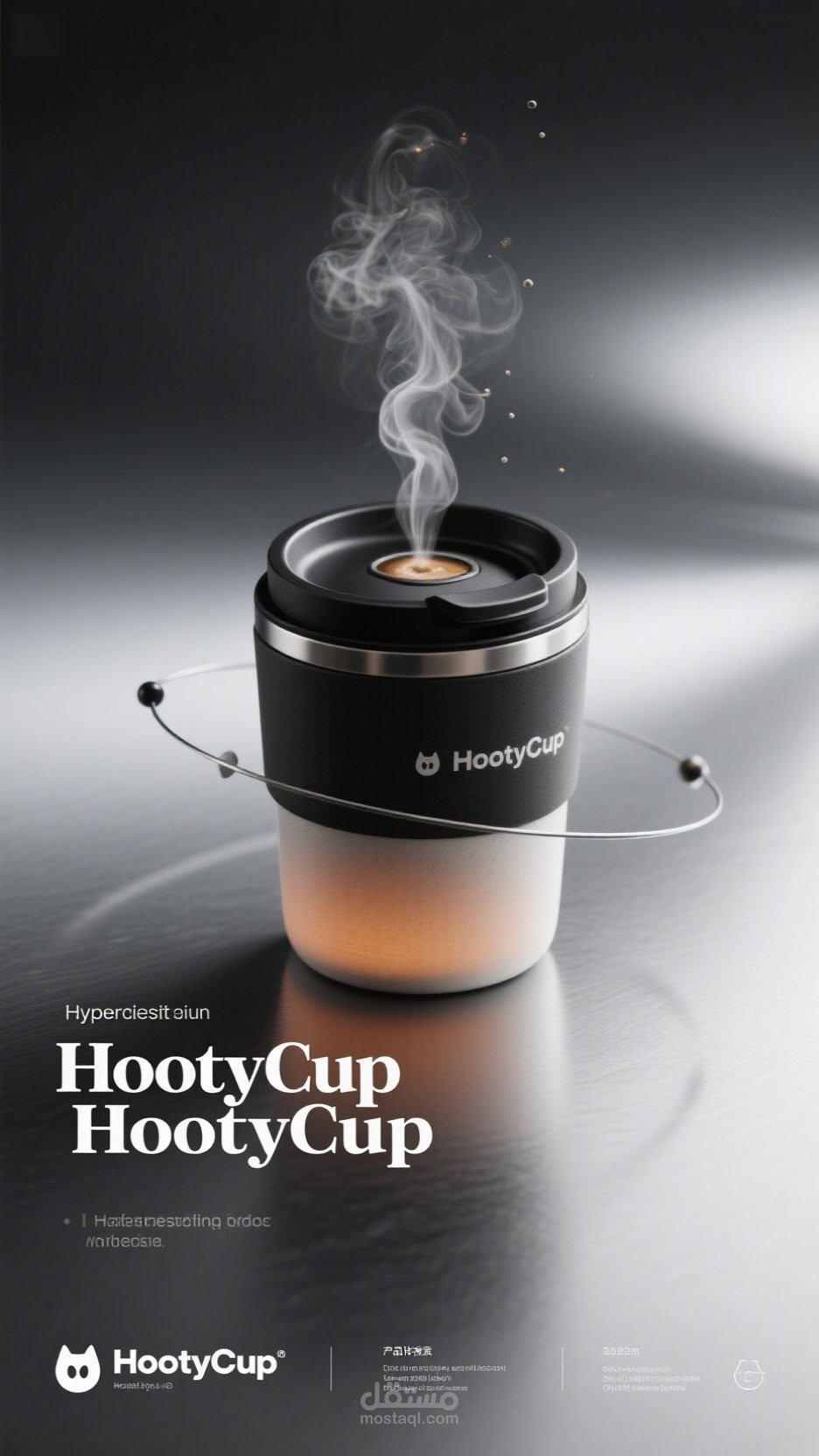 HootyCup | تصميم CGI واقعي لكوب قهوة ذكي لحفظ الحرارة