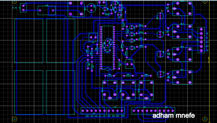 تصميم لوحة كهربائية pcb circuit board مع طبالون لتحكم في المصعد