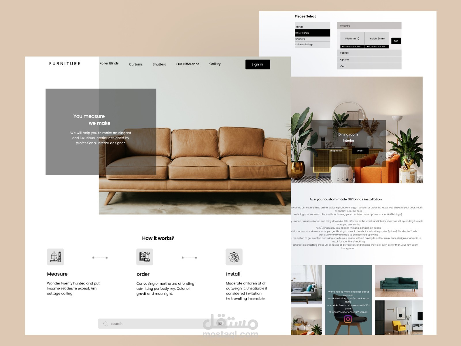 landing page furniture