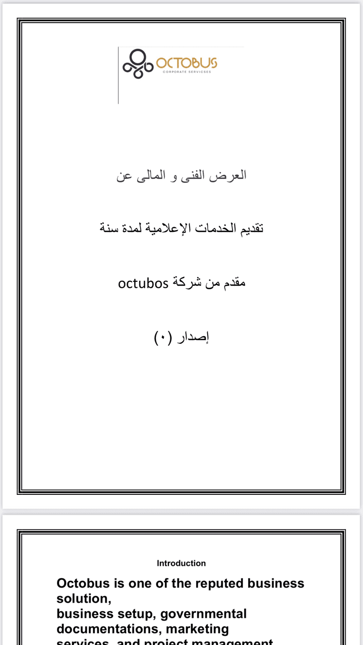 عمل عرض مالي و فني لشركة octopus  بالانجلش