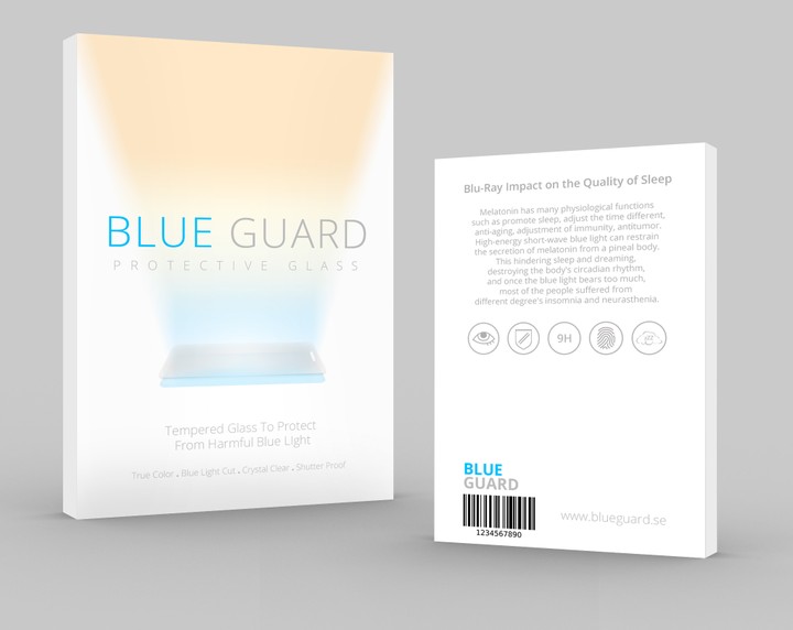 تصميم لصندوق خاص بواقى زجاجى من الاشعة الزرقاء للهواتف الذكية