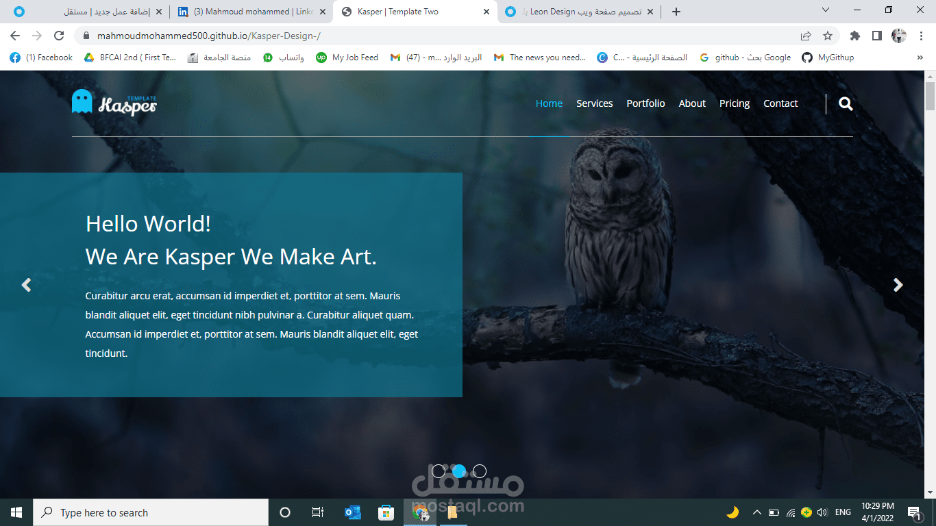 تطوير قالب ويب Kasper Design بلغاتHTML و CSS