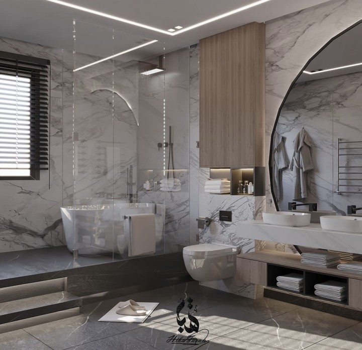 تصميم حمام لغرفة نوم ابوين - Master bathroom design