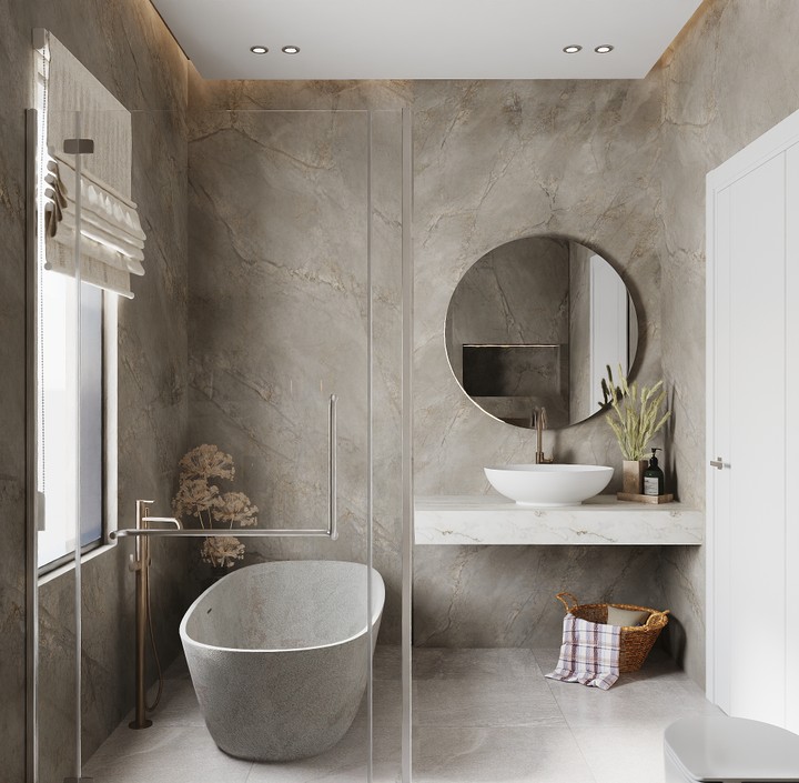 Modern Simple Bathroom - تصميم حمام أبوين مودرن بسيط