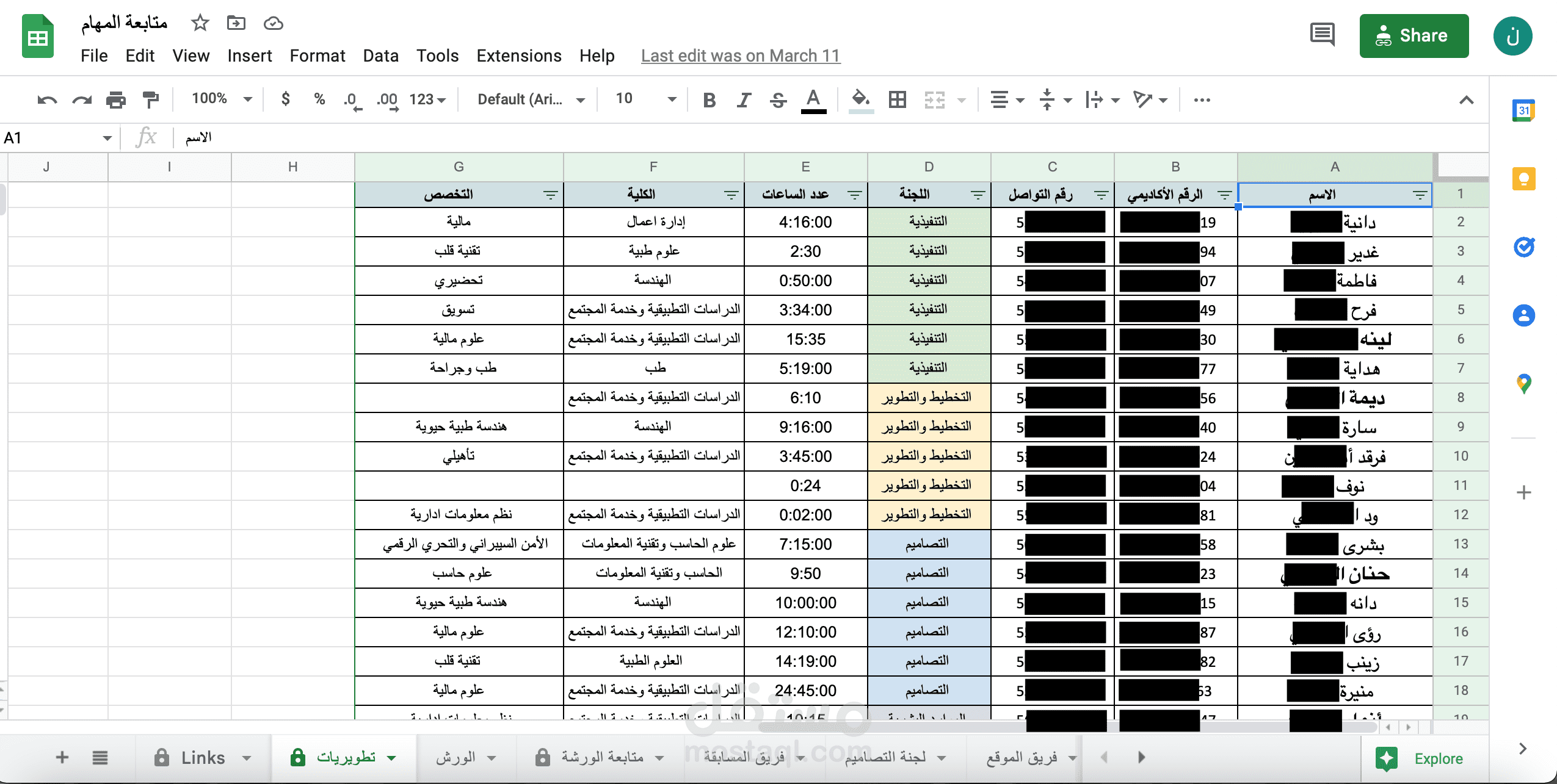 عمل قاعدة بيانات للعضوات