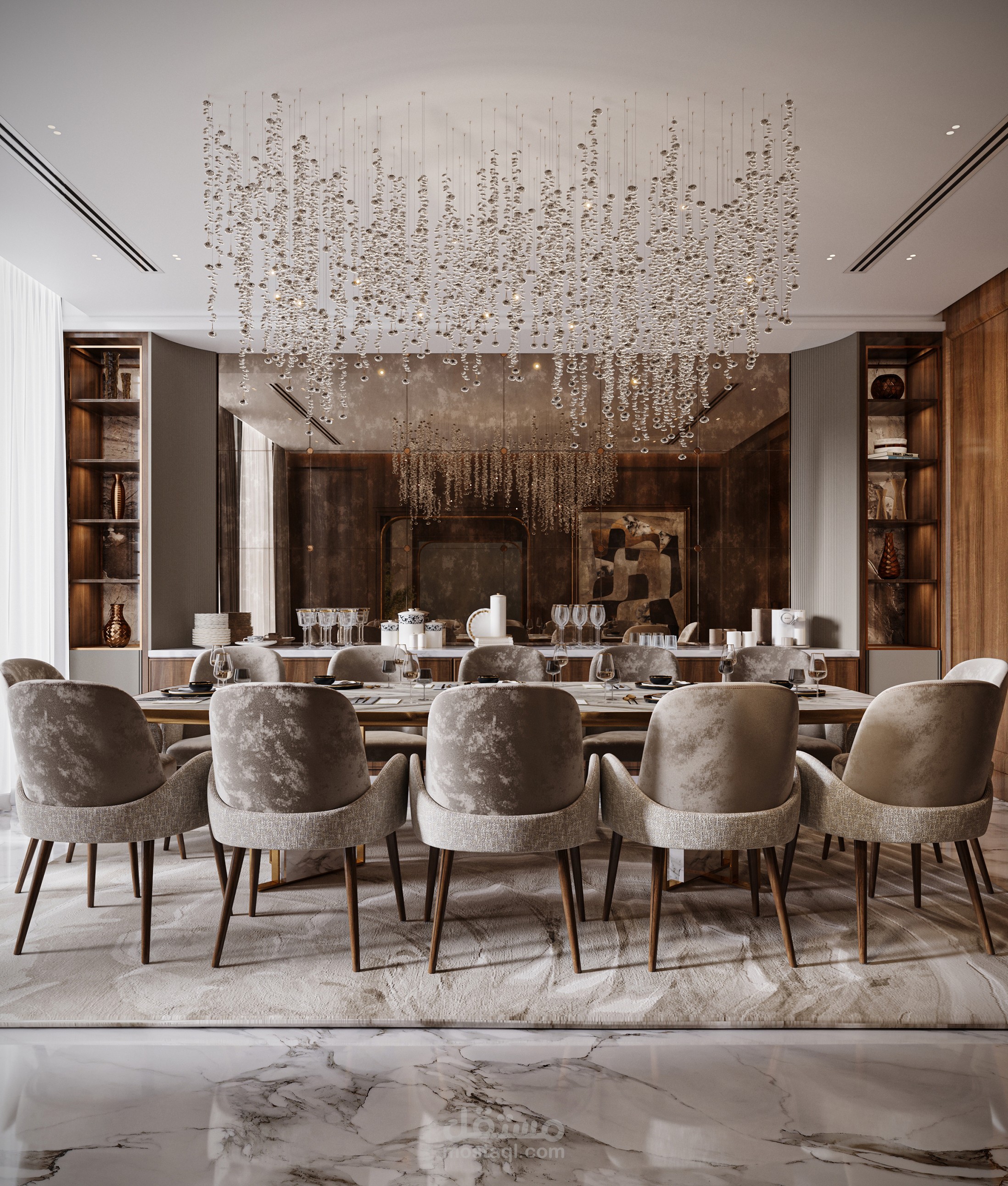 Dining room & entrance design | تصميم غرفة طعام و مدخل فيلا