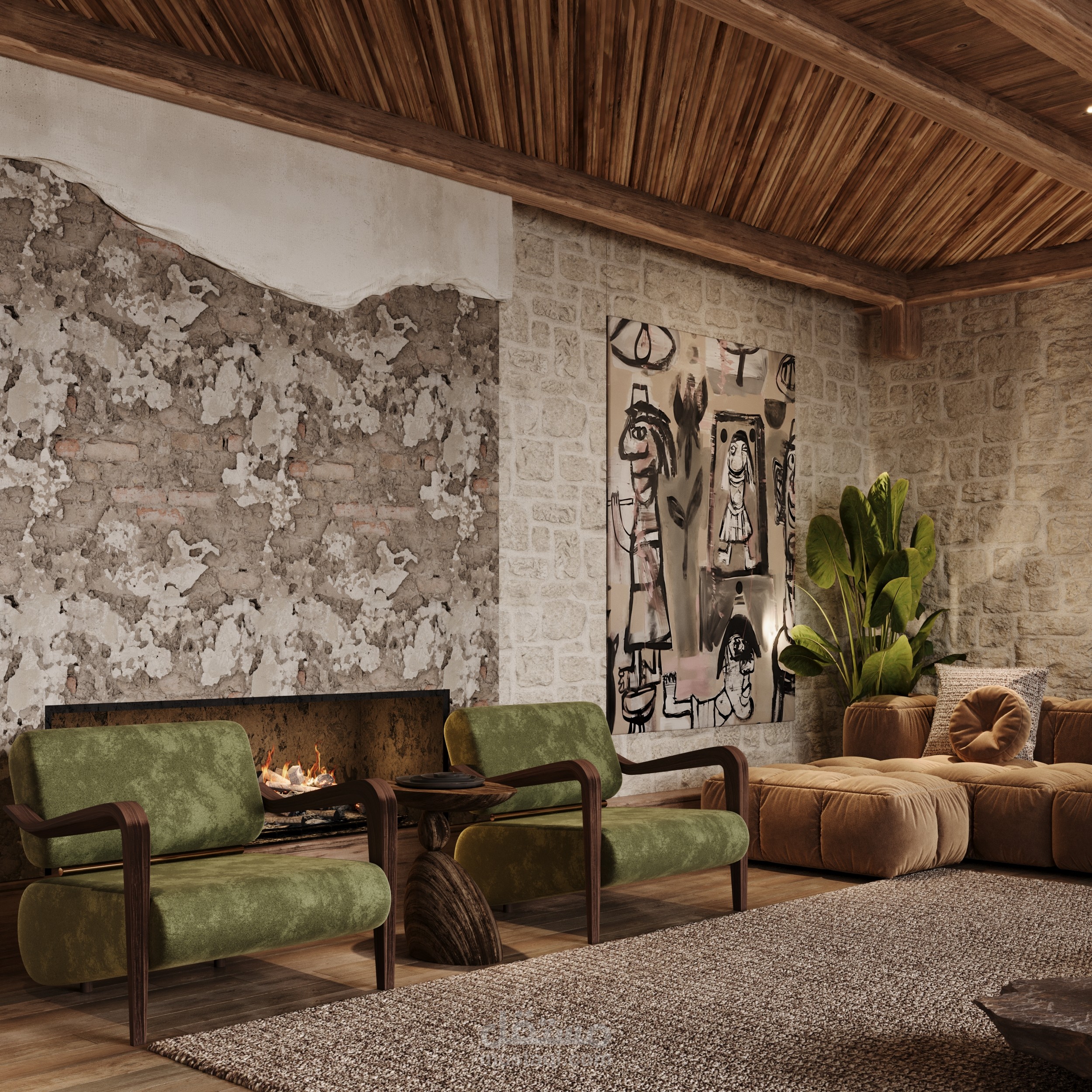 Wabi sabi basement design