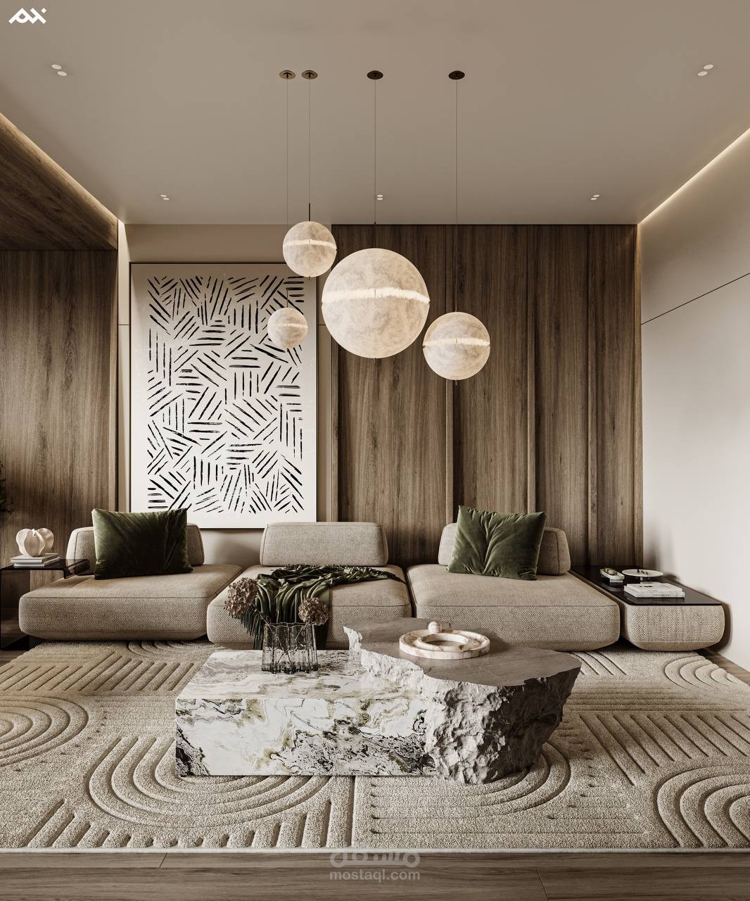 Minimal Living room & Dining & Office | تصميم مينيمال لغرفة معيشة و سفرة و مكتب