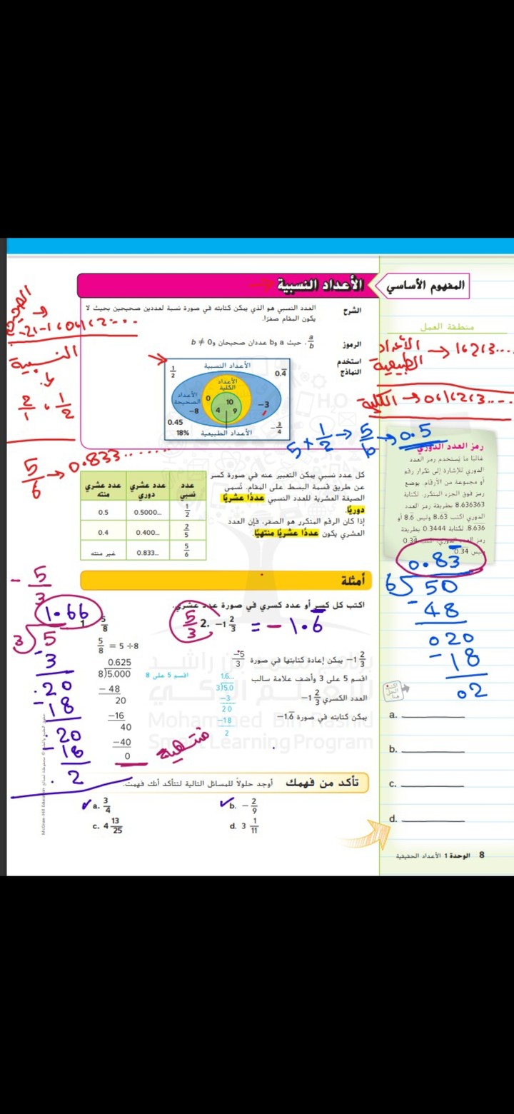 شرح جزء من درس الاعداد النسبية