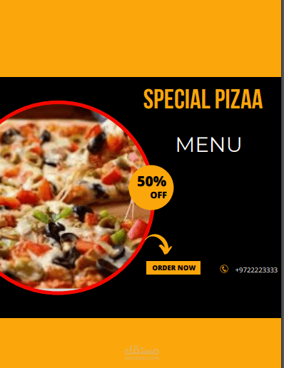 تصميم Menu لمطعم بيتزا