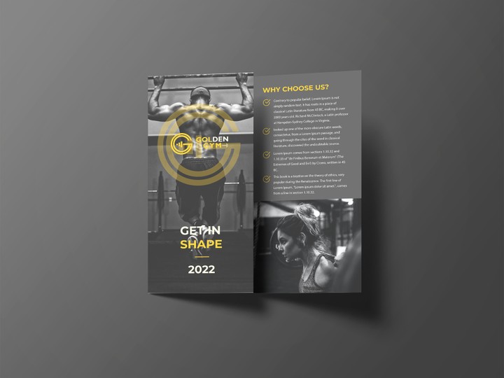 نموذج لتصميم بروشور لجولد جيم-Golden Gym Brochure