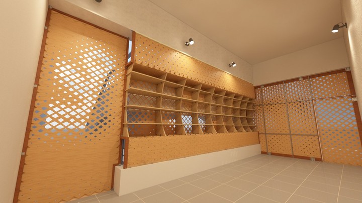 تصميم بارتيشن للصلاة باحدى الجامعات-Design of a wooden partition for prayer in a university