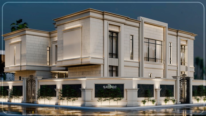 تصميم واجهة فيلا نيو كلاسيك بالمملكة العربية السعودية,الأحساء - New classic villa in Saudi Arabia - Al-Ahsa