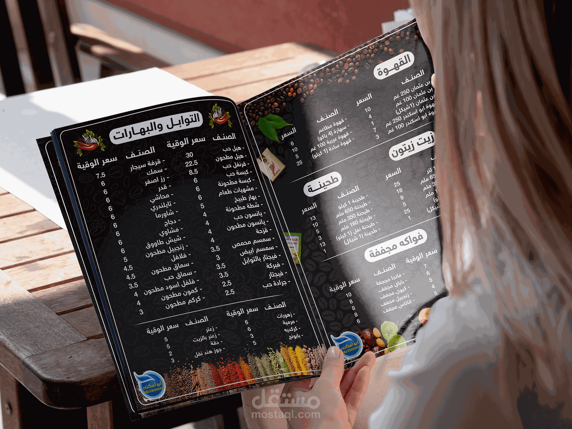 منيو منتجات داكن Products Menu black