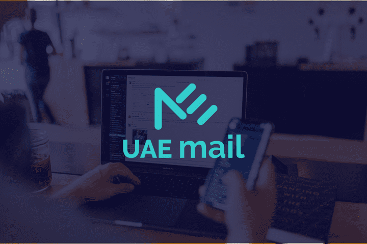 شعار لشركة خدمات البريد الالكتروني اسمها "Uaemail"