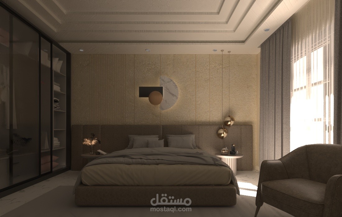 تصميم داخلي مع توزيع ايضاءات