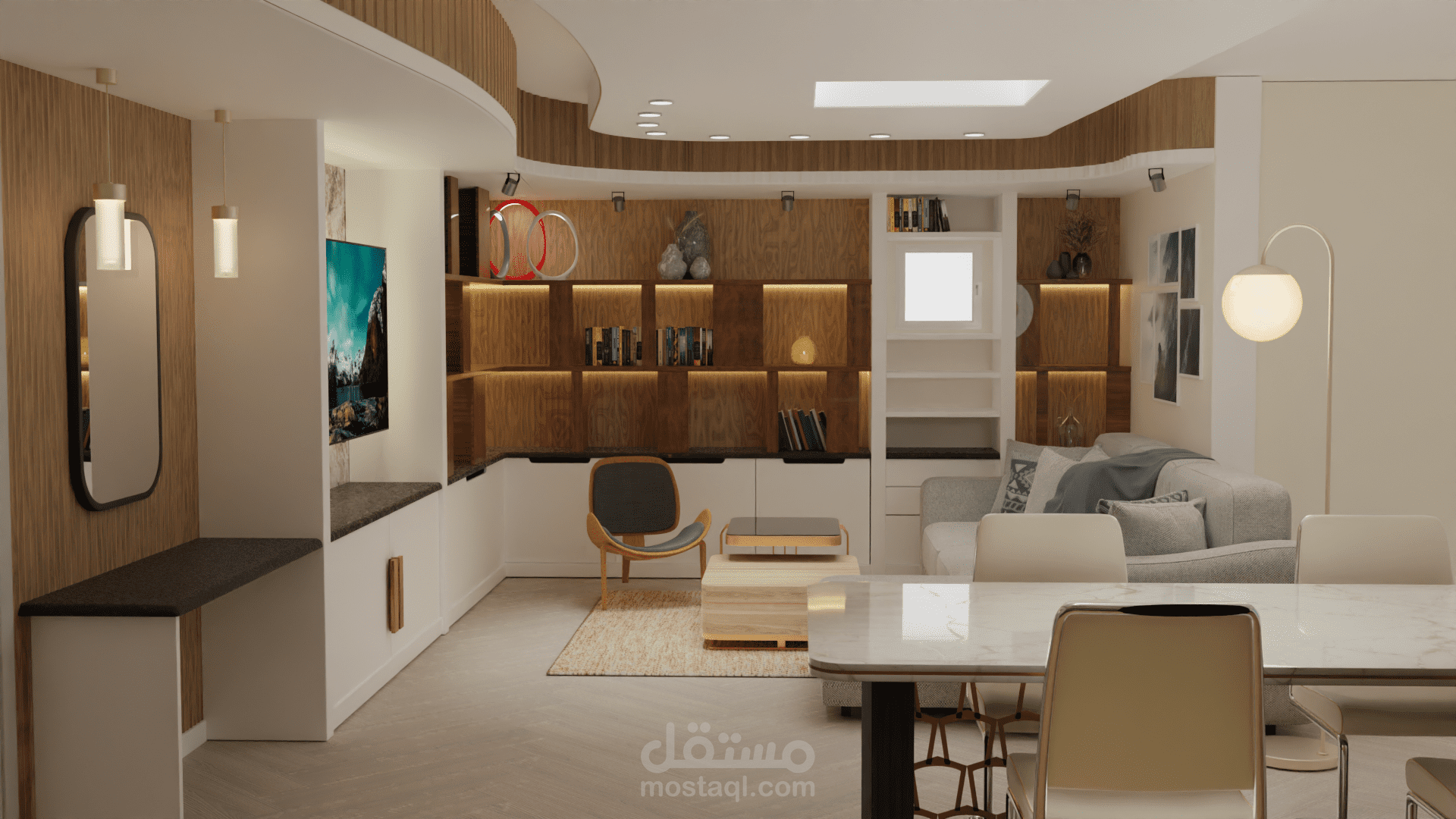 تصميم شقة بمطبخ