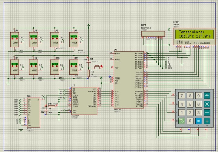 Eight Multiplexed Temperature Sensors