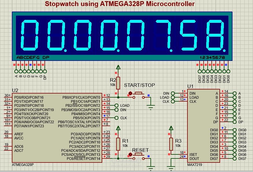 Stopwatch using ATMEGA328P Microcontroller