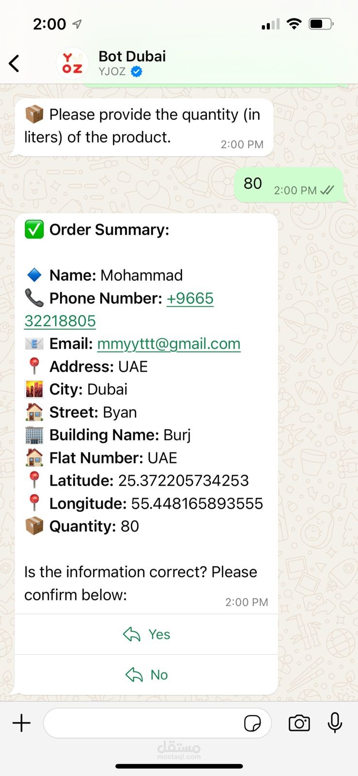 WhatsApp Business API Chatbot