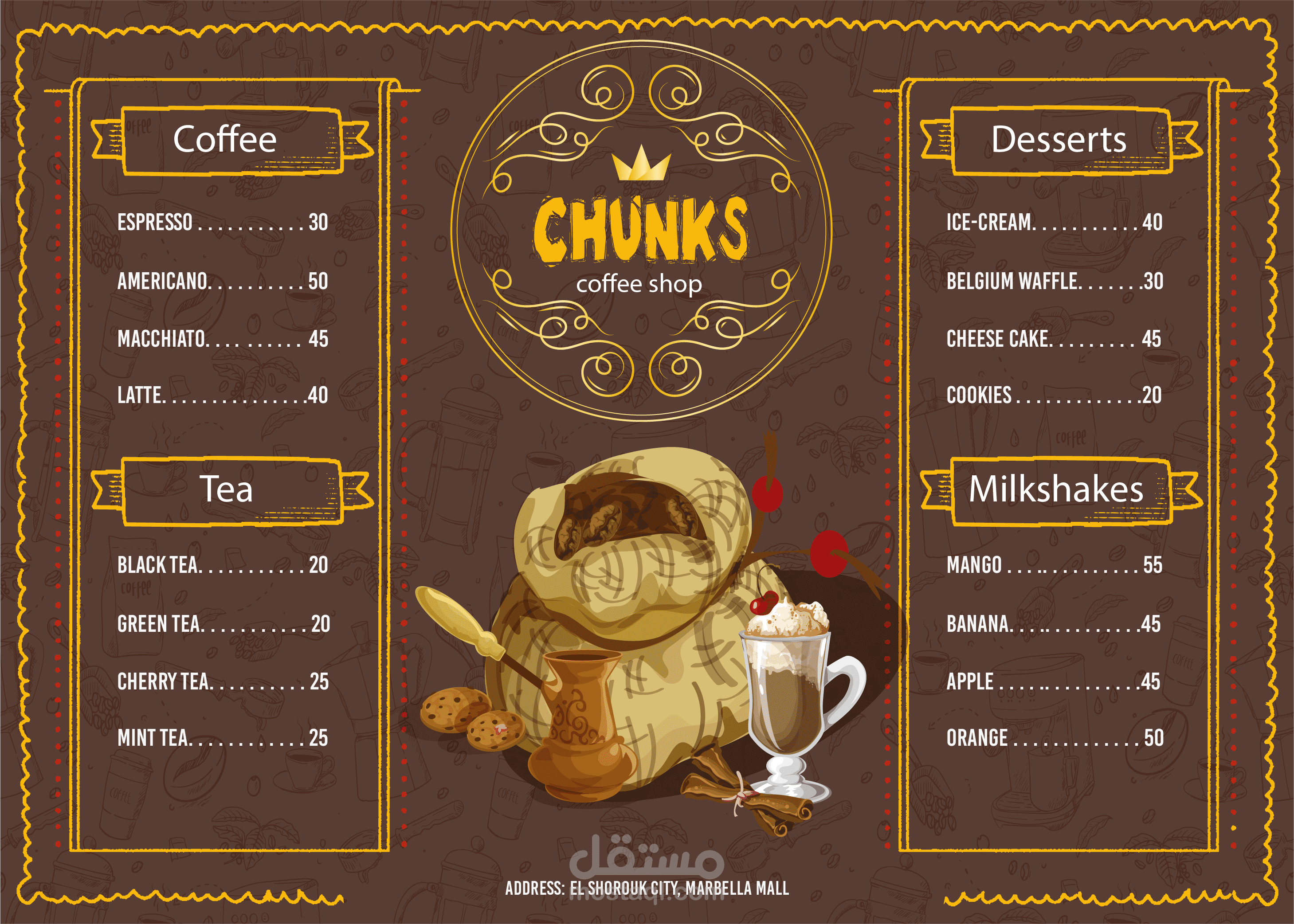 chunks cafee menu