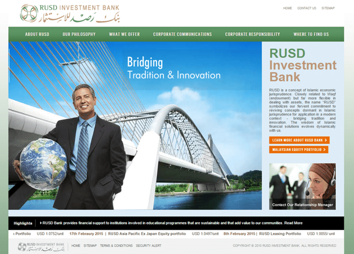 تطوير موقع إلكتروني لبنك استثماري ماليزي
