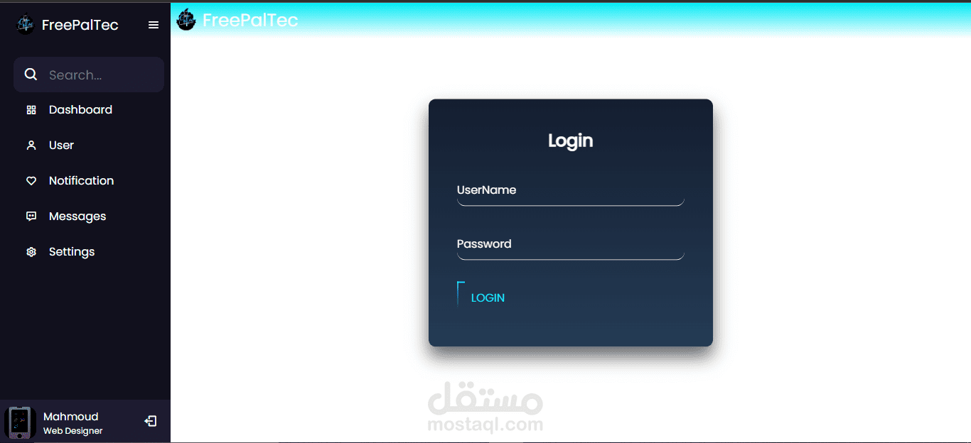 Login , Logo , sidebar  with animation