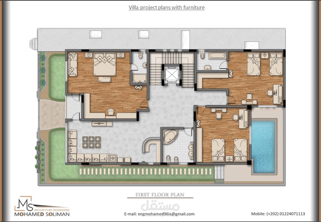 Villa project plans with furniture in KSA