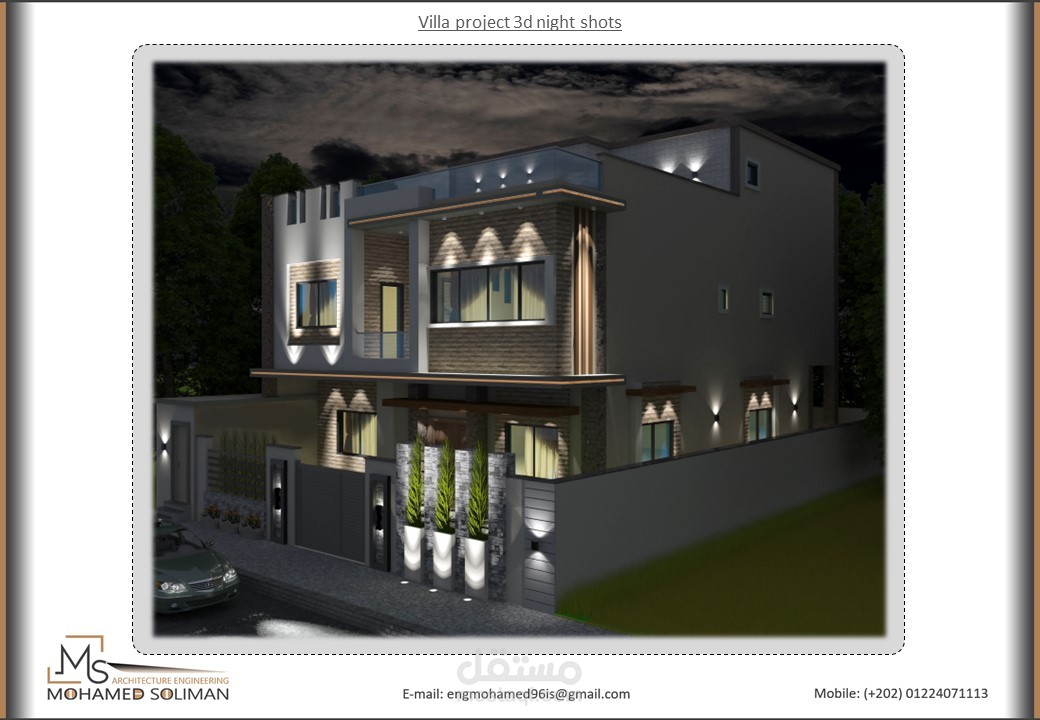 3d villa night shot in KSA